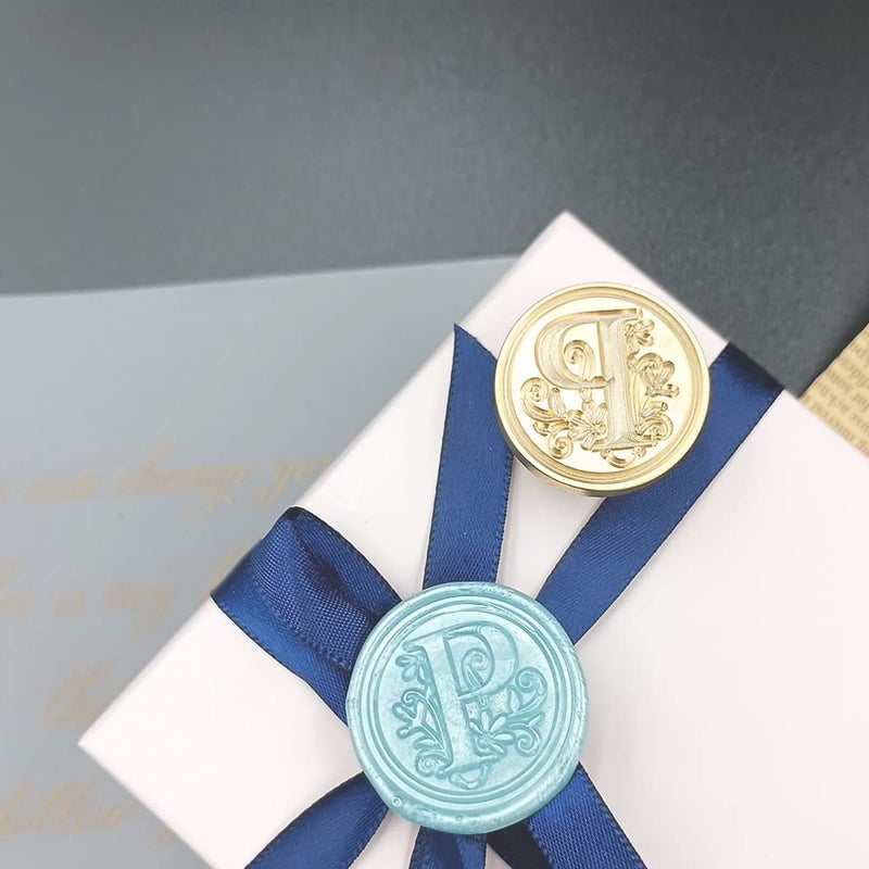krastmon Medieval Traditional Initial Alphabet Wax Seal Stamp, Brass Head Wooden Handle Letter Stamps for Card/Envelope/Gift - (Letter P) - Image 2